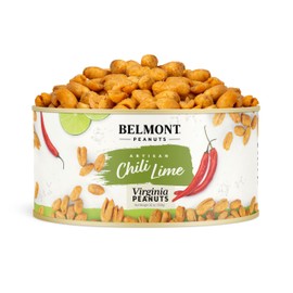 Belmont Peanuts Gourmet Chili Lime Virginia Peanuts, 20 oz (1 Pack) – Simple Ingredients, No Preservatives, 7g Protein – A Premium, Citrusy, Spicy, Salty, Crunchy, Hand Seasoned Snack