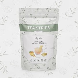 Olyxir Detox Tea Strips - Natural Olive Leaf, Ginger, & Peach Flavors - Instant, Energizing, Organic, Paleo, Vegan, Non-GMO | 25 Ct