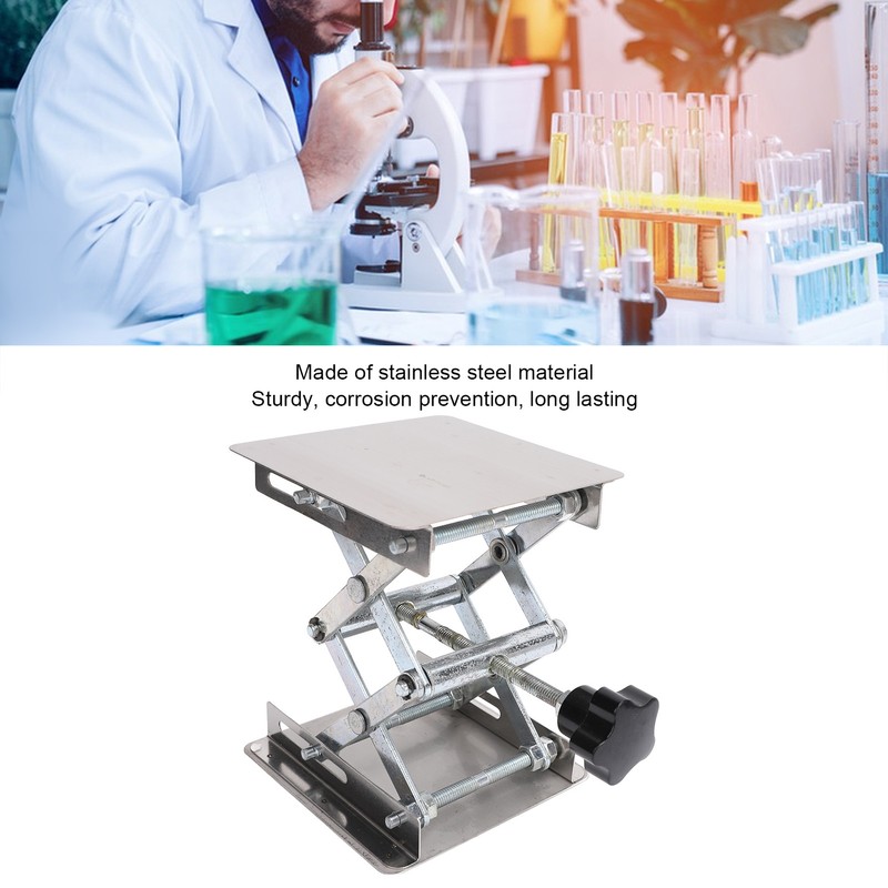 Stainless Steel Lab Jack Scissor Stand Platform 4x4in Expandable Height