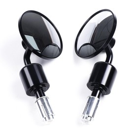 Fuworance Motorbike Circle Mirrors Motorcycle Round Handlebar Rear View Mirrors Bike Bar End Rearview Side Mirrors Universal 13MM / 18MM Aluminum (Black)