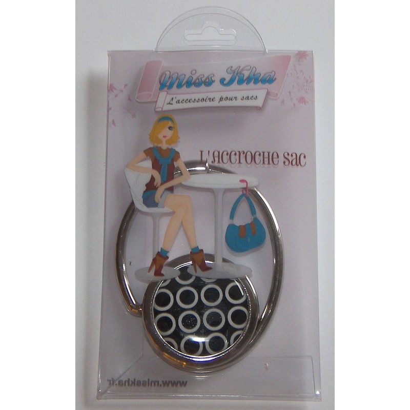 Miss Kha Folding Round Bag Holder White, black/white