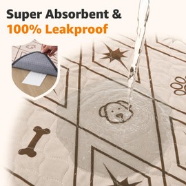 LOOBANI Washable Puppy Pads, 2 Pack Super Absorbent Leak-Proof Reusable Puppy Pads, Non-Slip Dog Training Mats, Waterproof Quick Dry Pee Pads for Home, Crate & Car Travel (Brown, 46x61cm(2 pack))