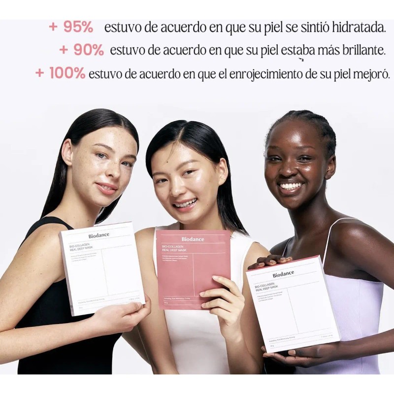 Pack 4 pzs mascarillas bio colágeno acido hialurónico todo tipo