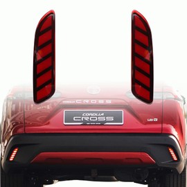 PGTOPONE Red LED Rear Bumper Reflectors Fog Brake Tail Light Sequential Turn Signal Lamps Accessories Compatible with Toyota Corolla Cross 2020 2021 Function as 3 in 1