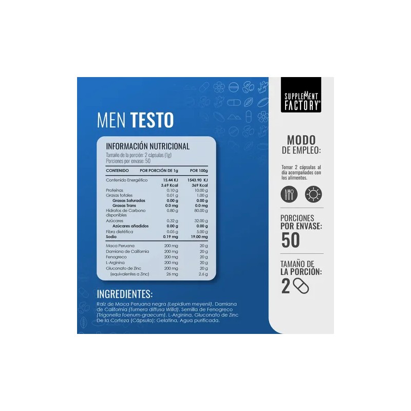 Men Testo 200 Cápsulas (2 Frascos), Testosterona Hombre