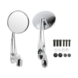 VekAuto 1 Set Motorcycle Rear View Mirrors Handlebar Mirrors Universal Adjustable Plastic Chrome Silver Tone M8/M10 Round Shape