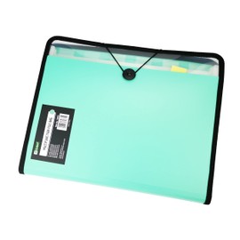 D.RECT Briefcase Notebook Set Expanding File Organiser Folder Expandable Portable File Folder Document Folders Round Elastic with Closure Button 7 Compartments A4 Peppermint