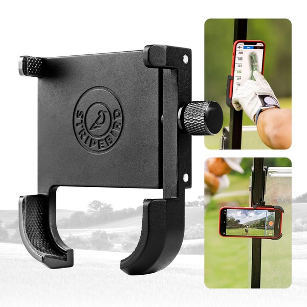Stripebird - Original Magnetic Golf Cart Phone Holder (Black) -