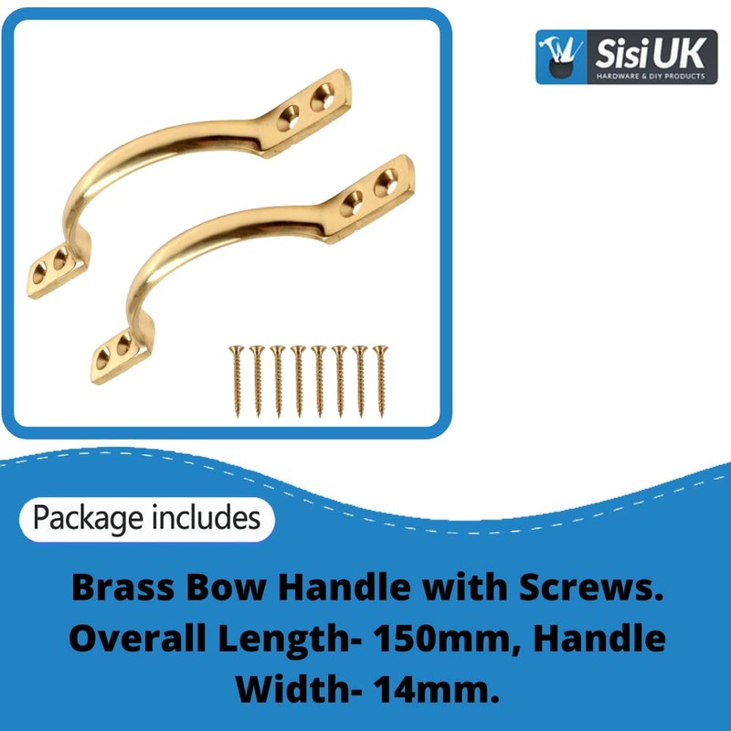 SISI UK Pull Handle Brass 6 Inch 150mm Brass Bow