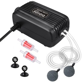 Cirulli Aquarium Air Pump, Extremely Quiet Low 20-40 dB Adjustable Air Pump, Quarium Oxygen Pump Double Outputs Air Valve Aquarium Air with 2 Check Valves for Aquariums from 3.8 - 300 L