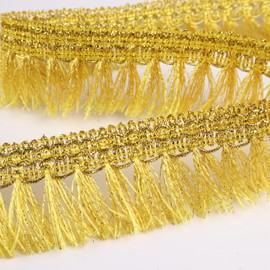 ZNZAKKA Gold Fringe Trim 12 Yards Tassel Trim Chainette Fringe Sewing Trim for Crafts, Clothes, Curtain, Home Decor