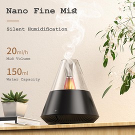 TriPro - Difusor de aroma de aceites esenciales, humidificador portátil con niebla fría y efecto de luz cálida, control remoto, capacidad de 150 ml, para recámara, oficina, sala de estar, yoga (negro)