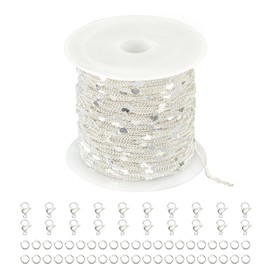 Jabogrii 32.8 Feet Flat Heart Jewelry Making Chains Sliver Plated Brass Chain Bulk Craft Chain with Lobster Clasps and Open Jump Rings for Jewelry Making