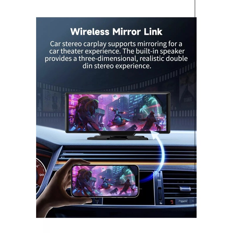 kuayvan Wireless Portable Carplay Screen for Car - 10.26Inch Carplay