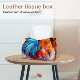 2 Pack Tissue Box Cover Holder, Red Poppies Hummingbirds Rectangle Leather Tissue Case, Decorative Organizer for Tabletop, Bathroom, Car, Office