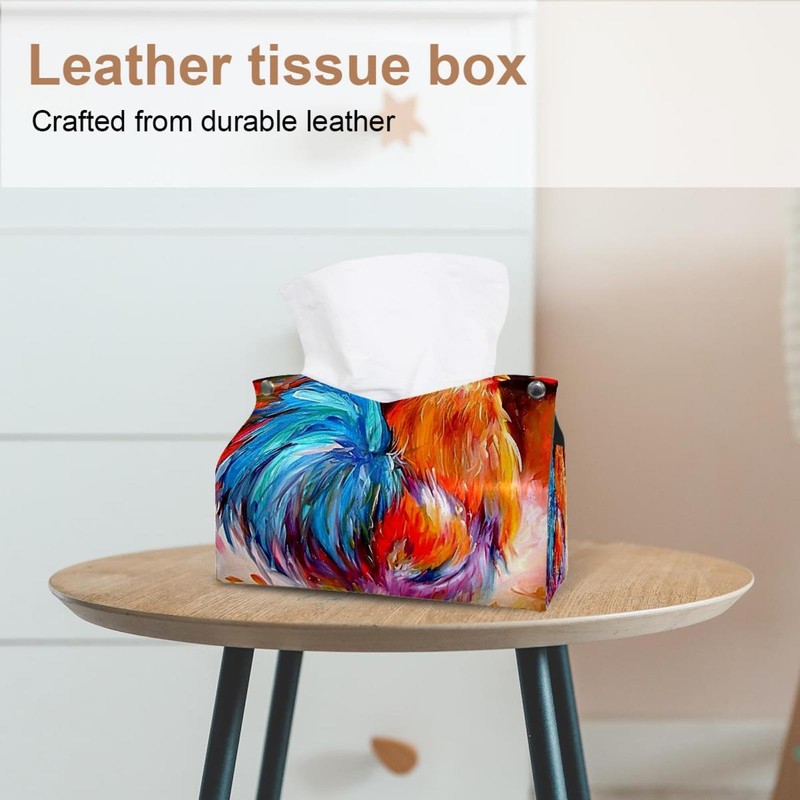 2 Pack Tissue Box Cover Holder, Red Poppies Hummingbirds Rectangle