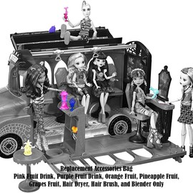 Replacement Parts for Monster High Deluxe Bus Playset - FCV63 ~ Replacement Accessories Bag ~ Fruit Drinks, Blow Dryer, Blender