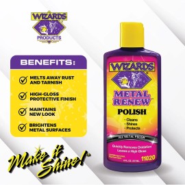 Wizards Metal Renew 8 Oz Stainless Steel Cleaner Polish High Gloss Shine