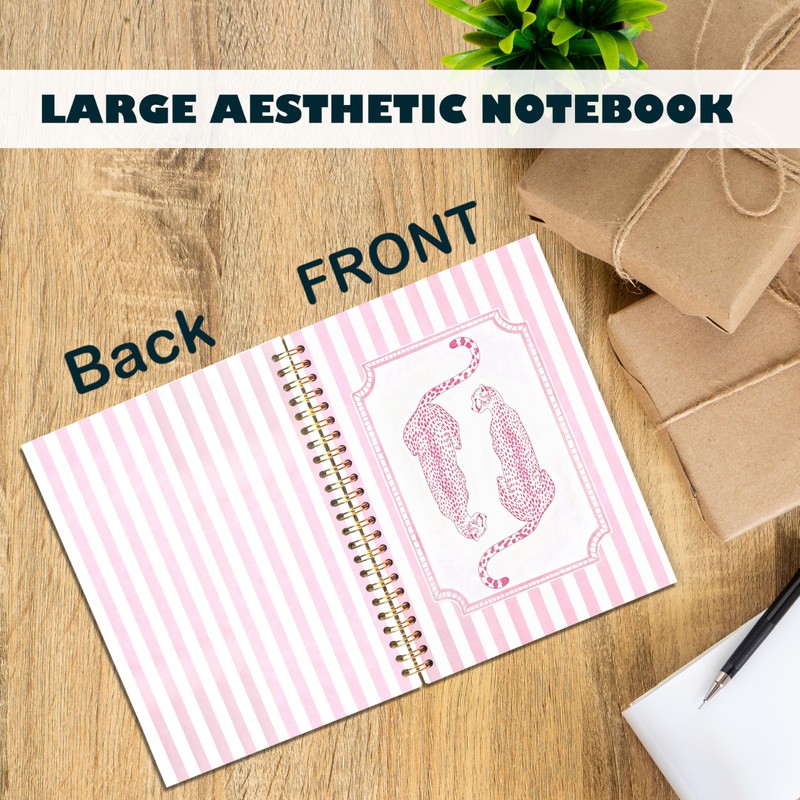 ignytiger Pink Leopard Notebook, Y2k Cheetah Print Journal, Preppy Girly