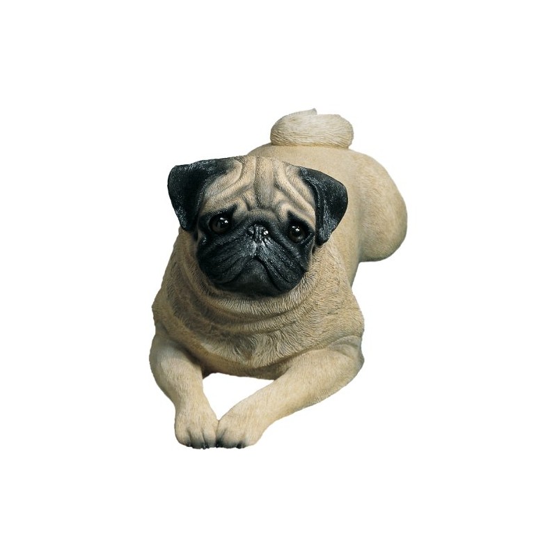 Sandicast Life Size Fawn Pug Sculpture, Lying