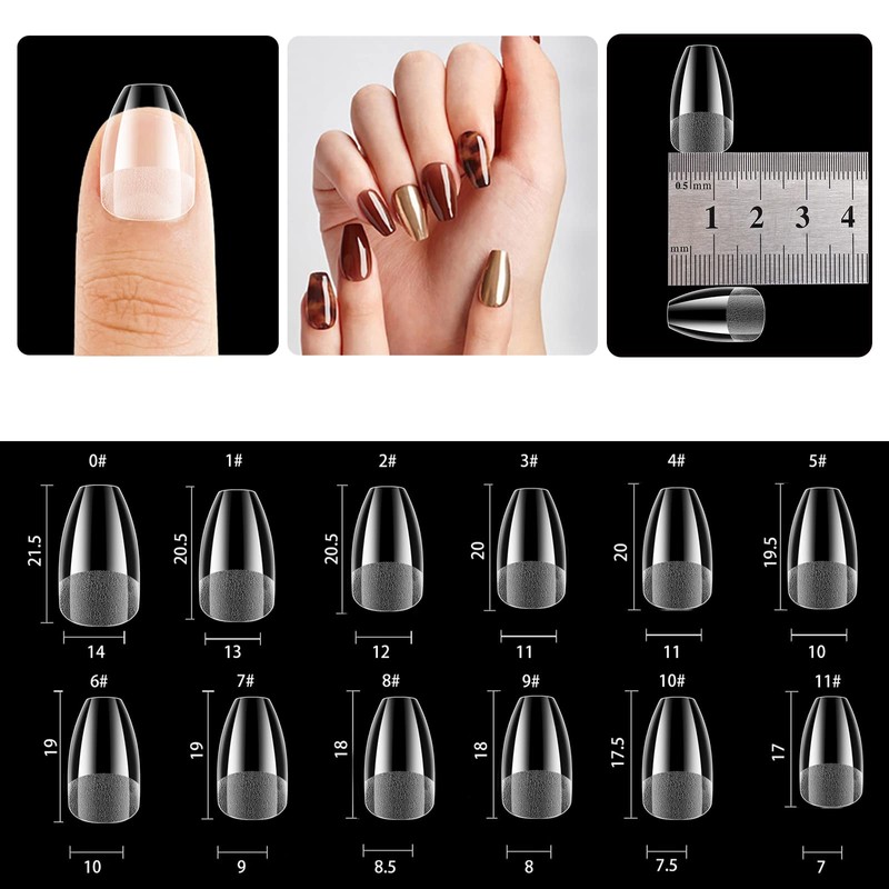 Pack of 240 Nail Tips, Fake Nails Transparent, Full Cover