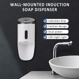 Greatmay Wall Mounted Automatic Soap DispenserTouchless and Smart Electric Dispenser for Wall,Suitable for Public Places, Hotels and airports (White)