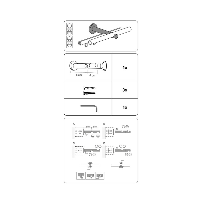 GARDINIA Chicago Series Double Combination Bracket with Metal Mounting Plate