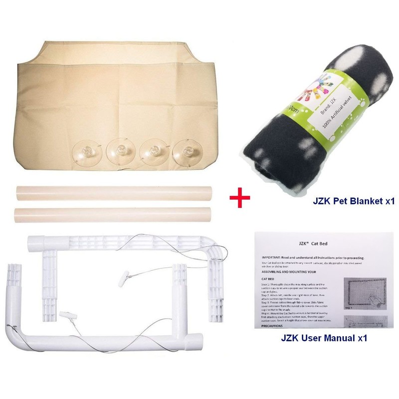 JZK Window mounted cat basking hammock + cat blanket, suction