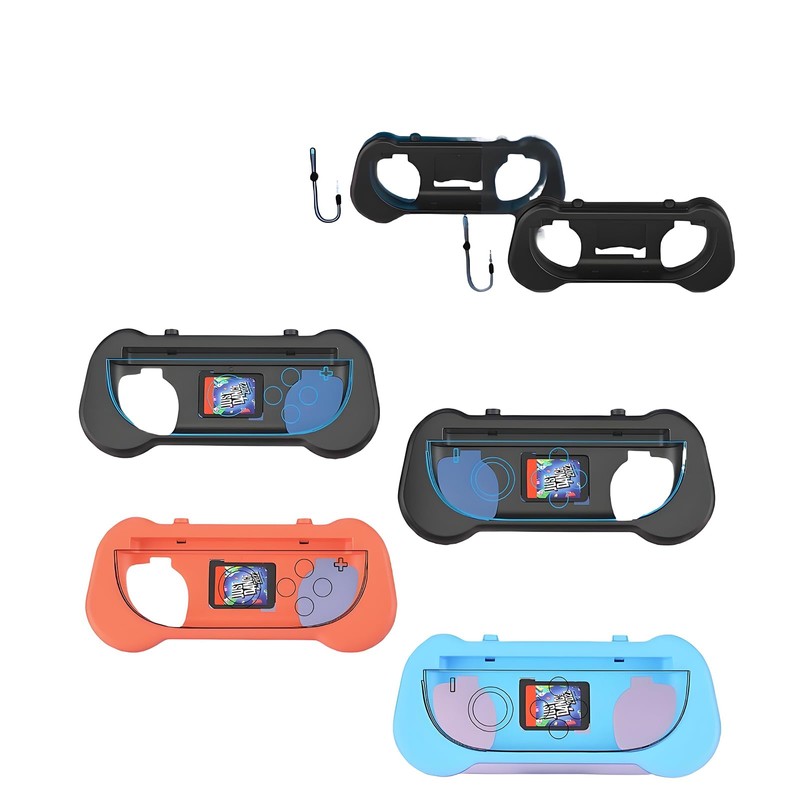 PETFROH Switch 2用 Joy-Con ハンドル グリップ 左右セット【人間工学デザイン・ゲームカード収納・親肌素材】装着簡単・滑り止め・快適操作 (ブルー＆オレンジ)