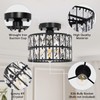 Modern Round Crystal Ceiling Light, 1-Light Flush Mount with Square
