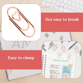 Heyumybit Small Paper Clips,200 Pcs Gold Heart Paper Clips,Paperclips Metal Small Cute Paper Clip Heart Shaped Paperclip for Decorating Postcards Offices Classrooms Document Organizing