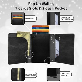 WZCJDHMJ Men's Slim Wallet,Pop Up Credit Card Holder Wallet,Leather RFID Blocking Metal Card Case for Coins,Debit Cards-Sunflower Matthew 19:26