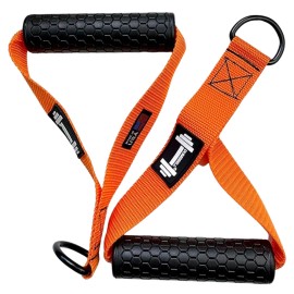 DUMBBELL Handle Straps Cross Over Gym Home Cable Machines Attachment - Orange