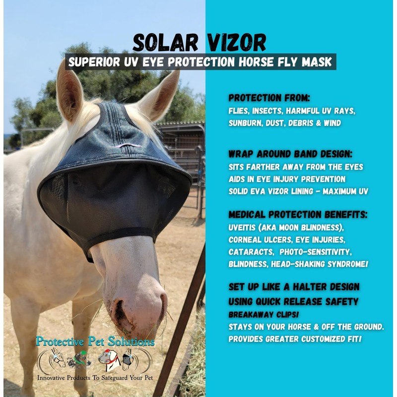 EquiVizor Solar Vizor Horse Fly Mask (Size Full), Superior UV