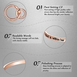 Aihitero Christmas Christian Gifts, ‘God is Within Her She Will Not Fall’ Bangle Bracelet, Psalm 46:5 Bible Verse Religious Faith Jewelry for Women Girls, Her Inspirational God Blessed Present for Mom