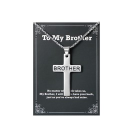 Cross Necklace - To My Brother Cross Pendant Necklace for Men, Religious Baptism Birthday Gifts for Him