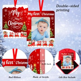 PETCEE 2023 Baby's First Christmas Ornament Baby Picture Frame Ornaments for Christmas Tree Decorations My First Christmas Photo Frame Keepsake Gifts for Newborn Babies Boys Girls Parents