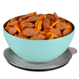 served Premium Large Serving Bowl with Double-Walled Lid 100oz 3qt - Keep Food Hot or Cold for Hours with our Vacuum-Insulated, Double-Walled, Copper-Lined Stainless Steel Serving Bowl (Blue Lemonade)