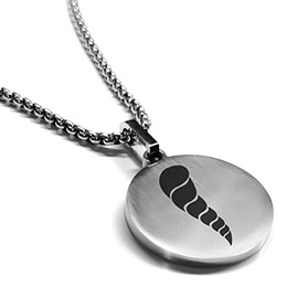 Comfort Zone Studios Stainless Steel Cornicello Italian Horn Good Luck Charm Round Medallion Pendant Necklace, Silver