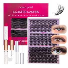 Ocean Pearl Lash Clusters 320PCS 11-20mm Lash Extension Kit 30D+40D+60D Eyelash Extension Kit Individual Lashes Thick Eyelash Clusters Lashes Clusters with Eyelashes Bond+Seal+Adhesive+Tweezer-60D
