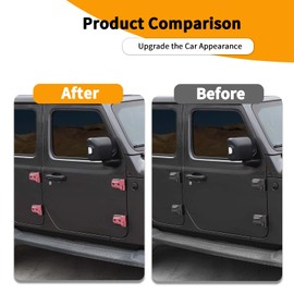 Hoolcar Jeep Wrangler JLU 4-Door 2018-2025 Door Hinge Trim Covers, Pink, 12PCs
