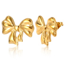 Gold Women Studs Earrings - 14K Gold Plated Personality Big Flower Studs Earrings, Stainless Steel Hypoallergenic Trendy Ear Ring, Christmas Valentine Day Birthday Jewelry Gift for Mother Girlfriend