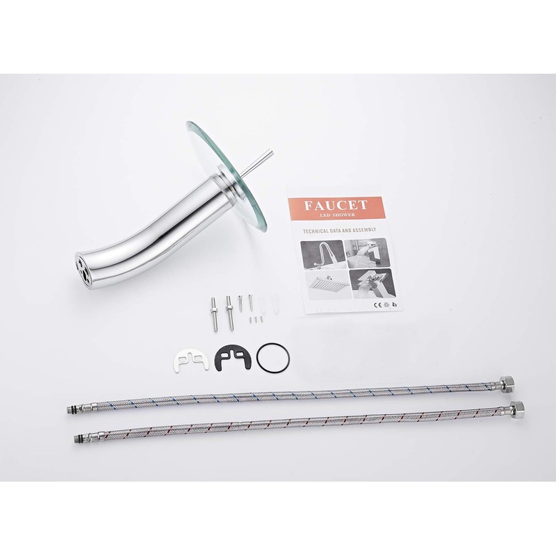 Bathroom Vessel Faucet Chrome Waterfall Glass Spout Single Handle One