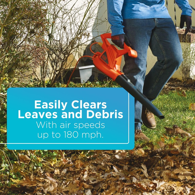 BLACK+DECKER Electric Leaf Blower, Handheld Blowers for Lawn Care, Lightweight,