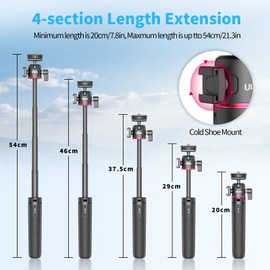 54cm/21.6in Mini Tripod for Camera, ULANZI MT-73 Extendable Small Phone Tripod 360° Rotation, Smartphone Tripod Desktop, Travel Vlog Tripod for Video Recording, Selfie, FaceTime (Max bearing 2kg)