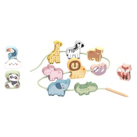 Tooky Toy TJ003 My Forest Friends Lacing Blocks - Wild Animals: Lacing Animals Motor Skills for Kids