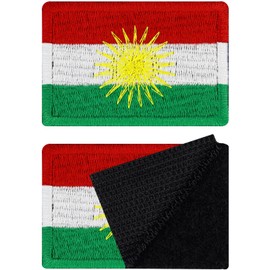 Patch Kurdistan Set of 2 Patches Kurdish Hook and Loop Patch velkro Patches Military Patch Tactical Morale Patches with Your Country Flag, 1.6 x 2.4 "
