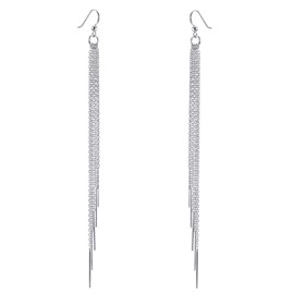 MATERIA Damen Ohrringe 925 Silber hängend 6x140mm Ohrhänger lang XXL Ohrschmuck mit 5 Pendel Stäbchen inkl. Box #SO-47