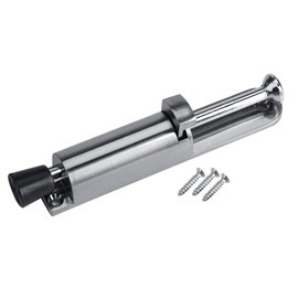 Heavy Duty Door Holder Zinc Alloy Step On/Off Door Stopper Soft Rubber Foot Spring Loaded Easily Step-On Door Stopper (Silver)