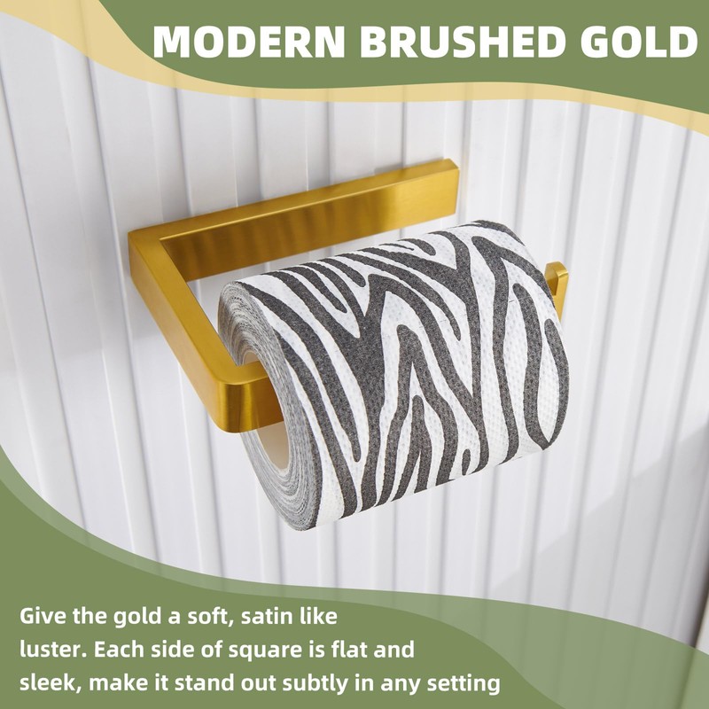 APLusee Brushed Gold Toilet Paper Holder, 304 Stainless Steel Tissue